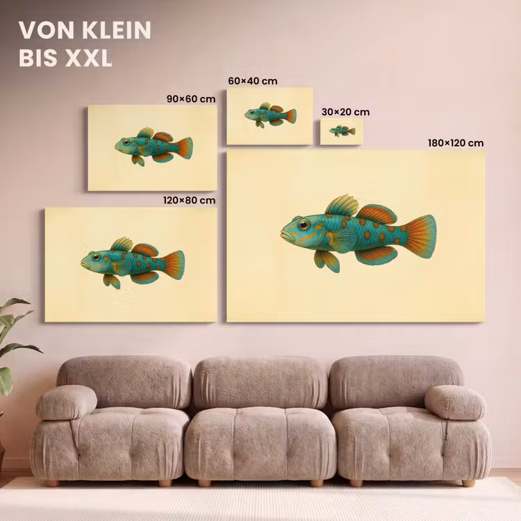 Vis - Blauw - Stippen - Schubben canvas 2cm klein -Xsfeer8_DE