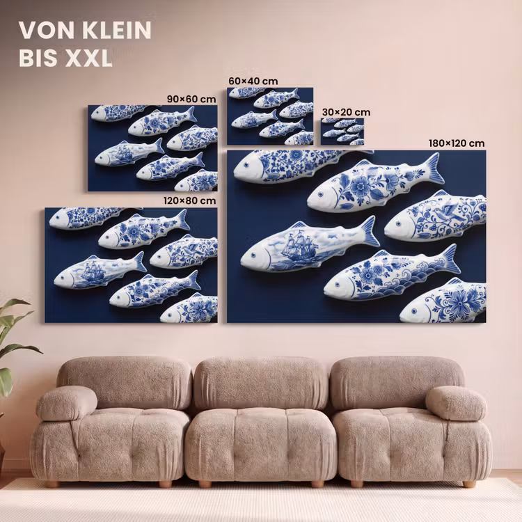 Vissen - Delfts - Blauw - Keramiek canvas 2cm klein -Xsfeer8_DE