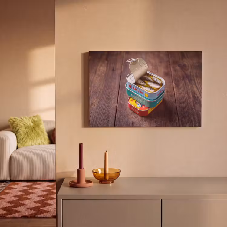 Leinwandbild - Fisch – Dosen – Küche - Vis - Blikjes - Keuken canvas 2cm klein