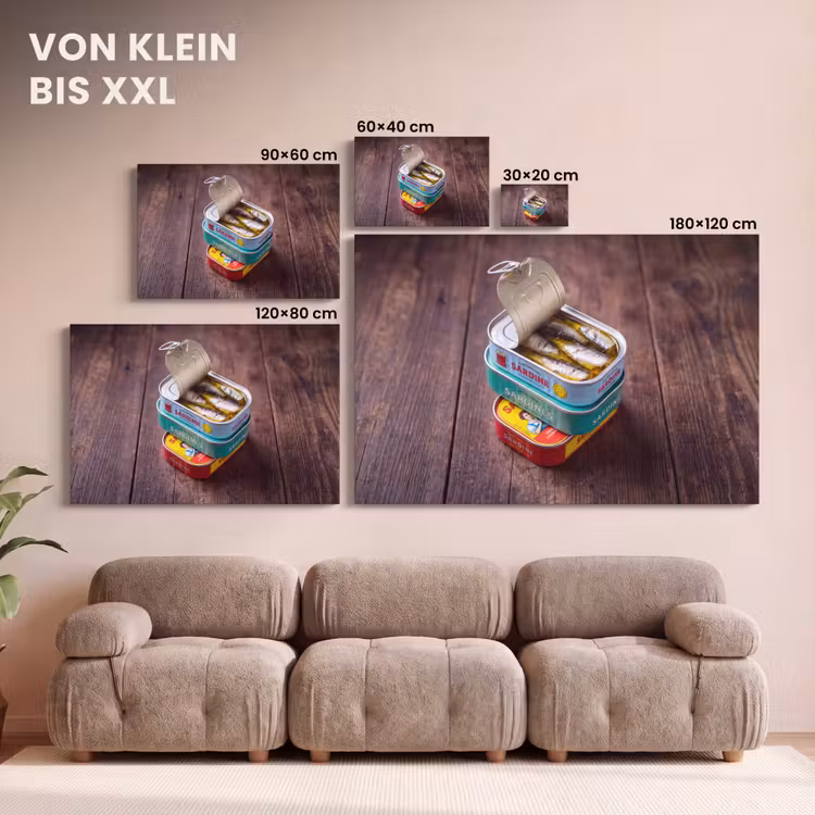 Leinwandbild - Fisch – Dosen – Küche - Vis - Blikjes - Keuken canvas 2cm klein