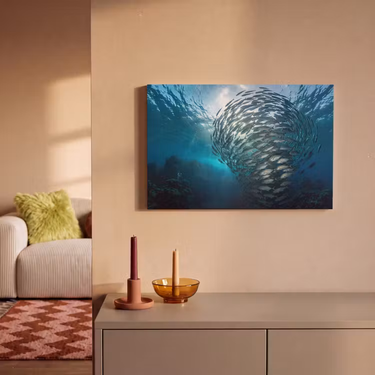 Vis - School - Oceaan - Natuur - Blauw canvas 2cm klein -sfeer1