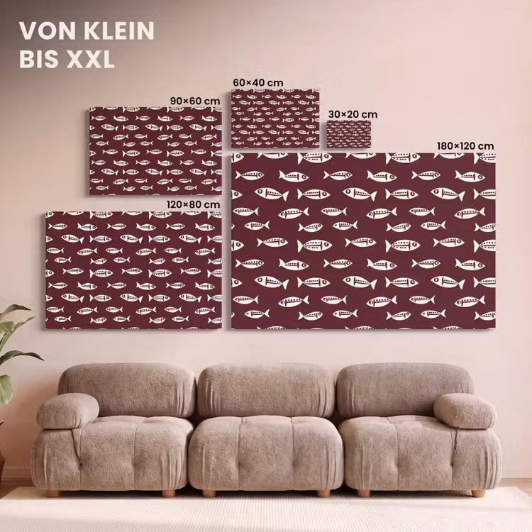 Vissen - Grafisch - Patroon - Donker canvas 2cm klein 34 -Xsfeer8_DE