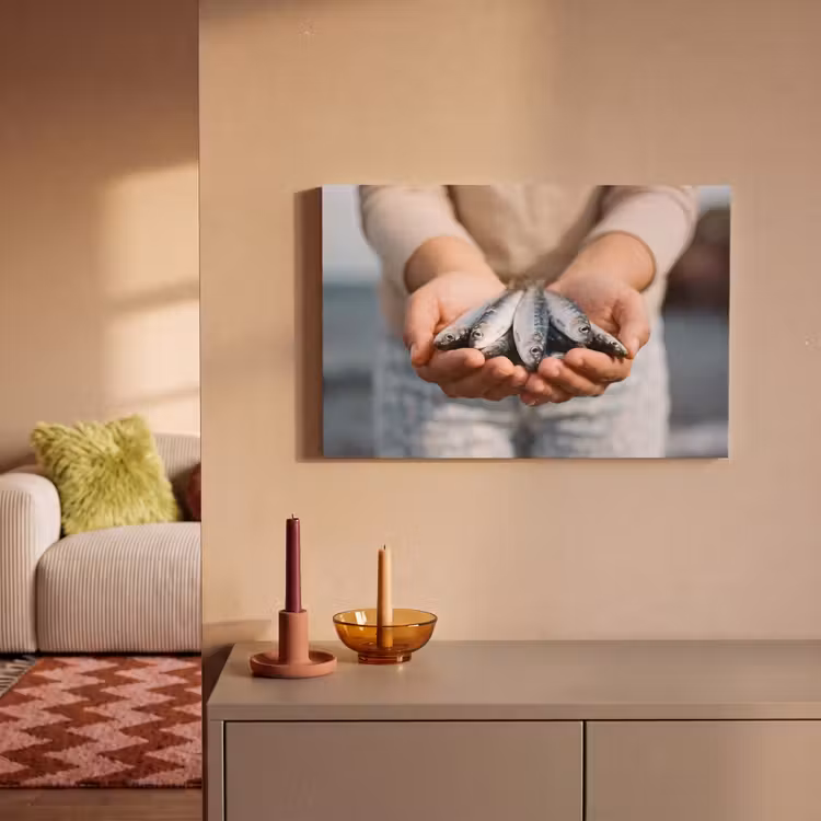 Leinwandbild - Fisch – Hände – Natur - Vis - Handen - Natuur canvas 2cm klein