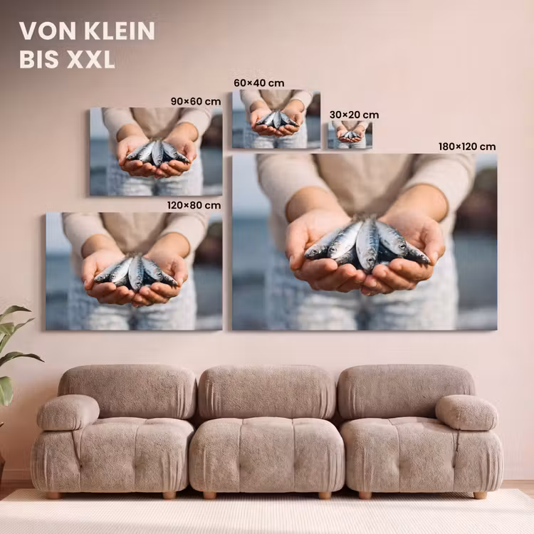 Leinwandbild - Fisch – Hände – Natur - Vis - Handen - Natuur canvas 2cm klein