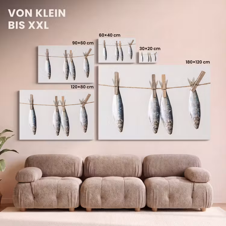 Leinwandbild - Fisch – Hängend – Essen - Vis - Hangend - Eten canvas 2cm klein