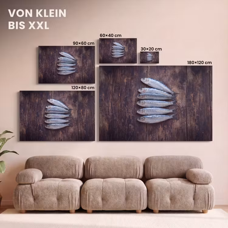Leinwandbild - Fisch – Holz – Essen - Vis - Hout - Eten canvas 2cm klein