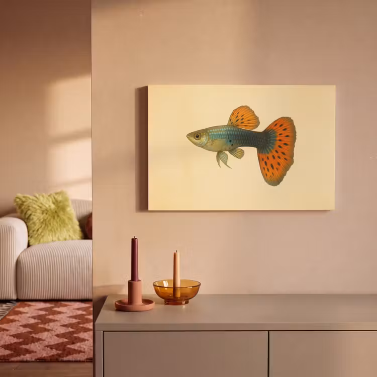Vis - illustratie - Stippen - Oranje canvas 2cm klein -sfeer1