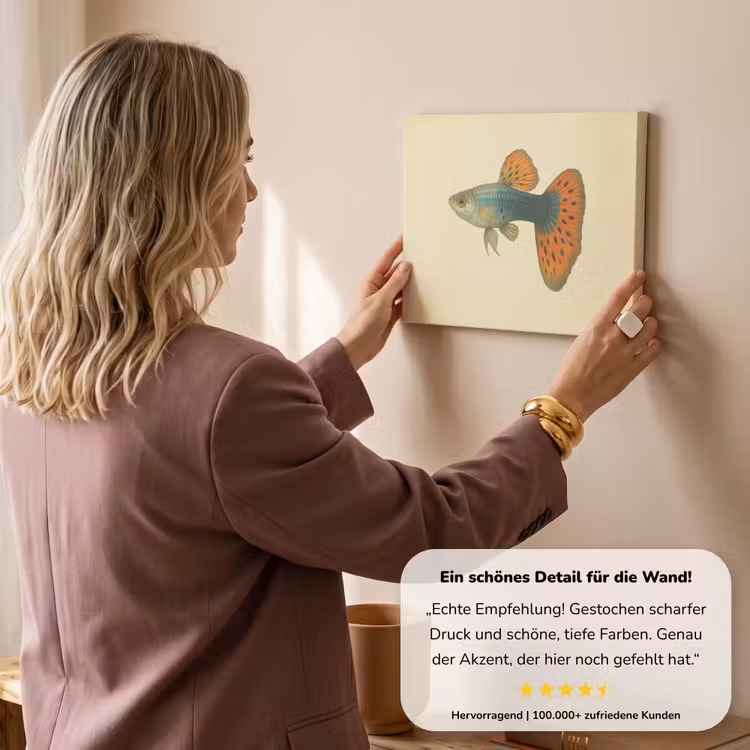 Vis - illustratie - Stippen - Oranje canvas 2cm klein -sfeer3