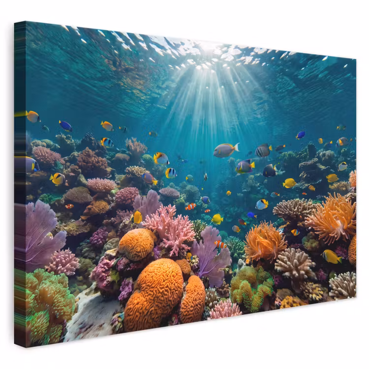 Vis - Koraal - Oceaan - Natuur - Kleurrijk canvas 2cm klein -3d