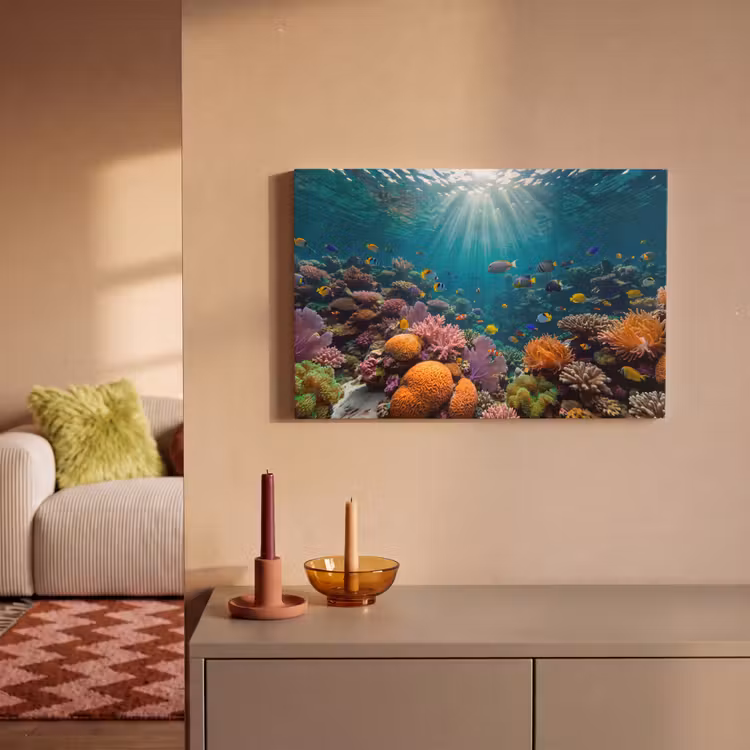 Vis - Koraal - Oceaan - Natuur - Kleurrijk canvas 2cm klein -sfeer1