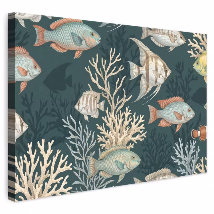 Vis - Koraal - Onderwater - Illustratie canvas 2cm klein -3d