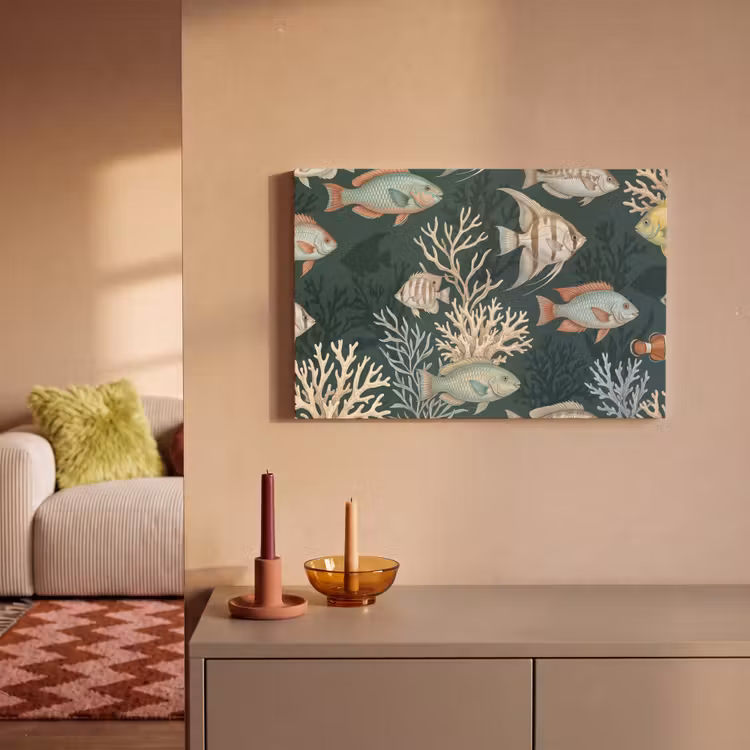 Vis - Koraal - Onderwater - Illustratie canvas 2cm klein -sfeer1