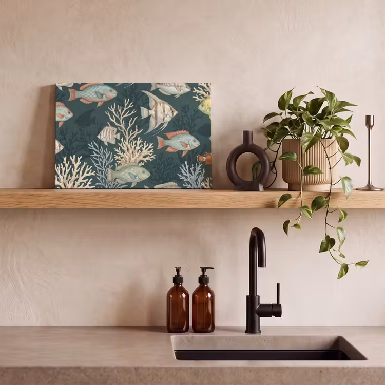 Vis - Koraal - Onderwater - Illustratie canvas 2cm klein -sfeer3