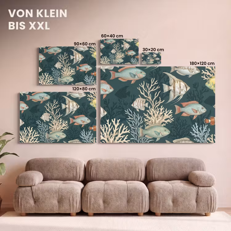 Vis - Koraal - Onderwater - Illustratie canvas 2cm klein -Xsfeer8_DE