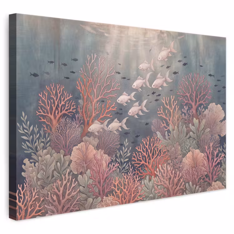 Vis - Koraal - Onderwater - Illustratie - Vintage canvas 2cm klein -3d