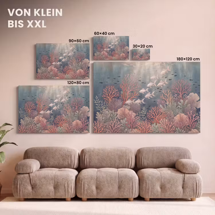 Vis - Koraal - Onderwater - Illustratie - Vintage canvas 2cm klein -Xsfeer8_DE