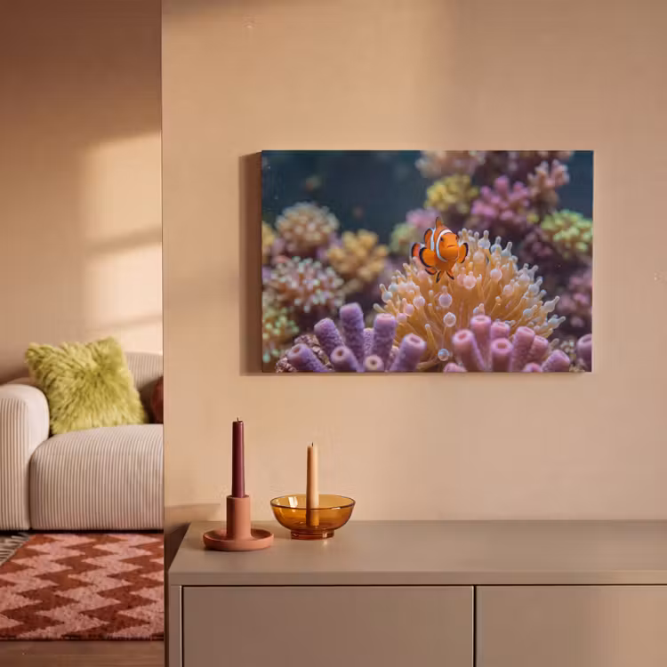 Vis - Koraal - Onderwater - Oranje - Dieren canvas 2cm klein -sfeer1