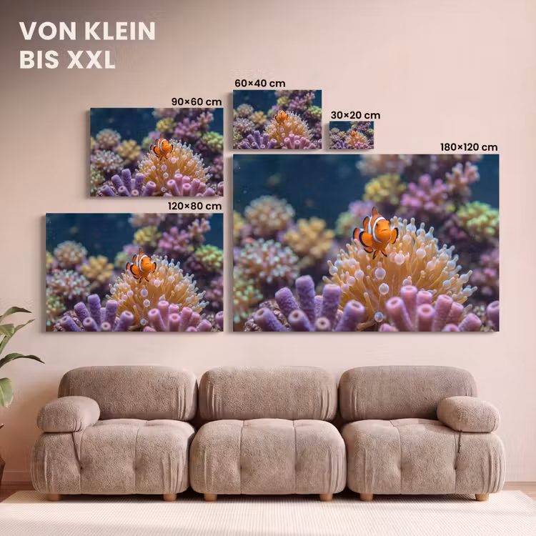 Vis - Koraal - Onderwater - Oranje - Dieren canvas 2cm klein -Xsfeer8_DE
