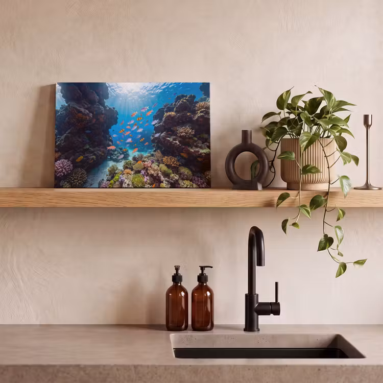 Vis - Koraalrif - Onderwater - Levendig - Blauw canvas 2cm klein -sfeer3