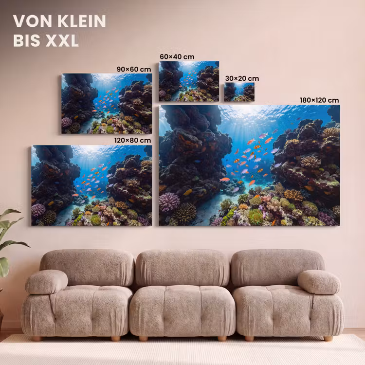 Vis - Koraalrif - Onderwater - Levendig - Blauw canvas 2cm klein -Xsfeer8_DE