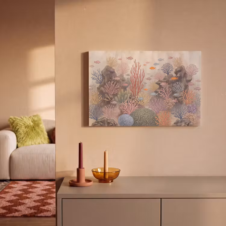 Vis - Koraalrif - Onderwaterwereld - Illustratie canvas 2cm klein -sfeer1