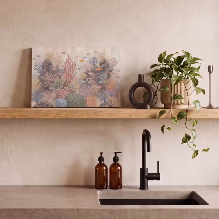 Vis - Koraalrif - Onderwaterwereld - Illustratie canvas 2cm klein -sfeer3