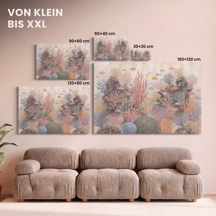 Vis - Koraalrif - Onderwaterwereld - Illustratie canvas 2cm klein -Xsfeer8_DE