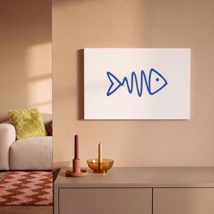 Vis - Minimalistisch - Blauw - Lijn canvas 2cm klein -sfeer1