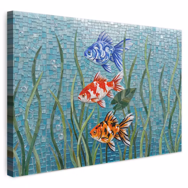 Vis - Mozaïek - Onderwater - Kleurrijk - Dieren canvas 2cm klein -3d