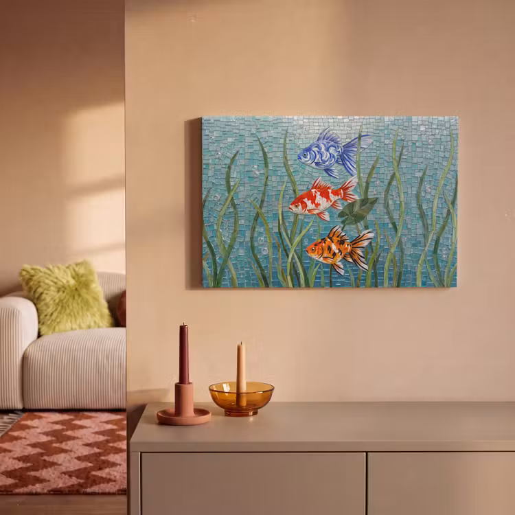 Vis - Mozaïek - Onderwater - Kleurrijk - Dieren canvas 2cm klein -sfeer1