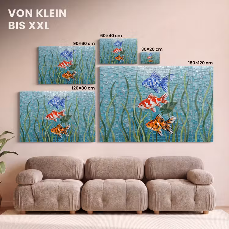 Vis - Mozaïek - Onderwater - Kleurrijk - Dieren canvas 2cm klein -Xsfeer8_DE