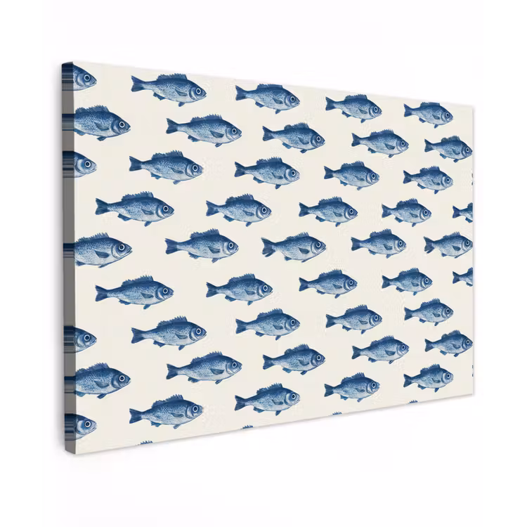 Vis - Patroon - Blauw canvas 2cm klein 34 -z3d
