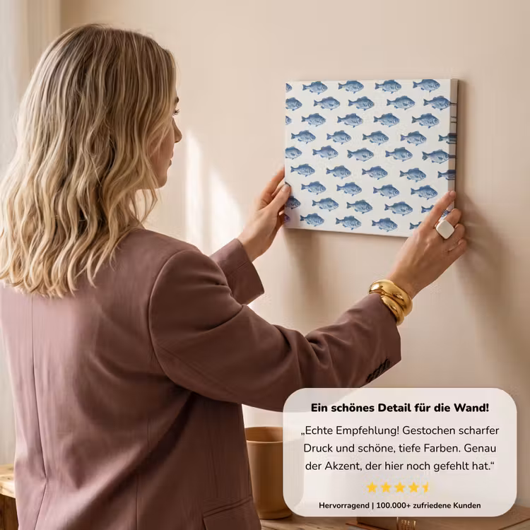 Vis - Patroon - Blauw canvas 2cm klein 34 -sfeer3
