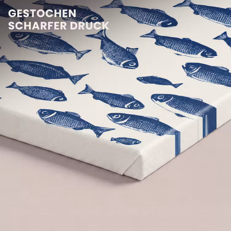 Vissen - Patroon - Blauw - Wit canvas 2cm klein 34 -closeup_print_DE