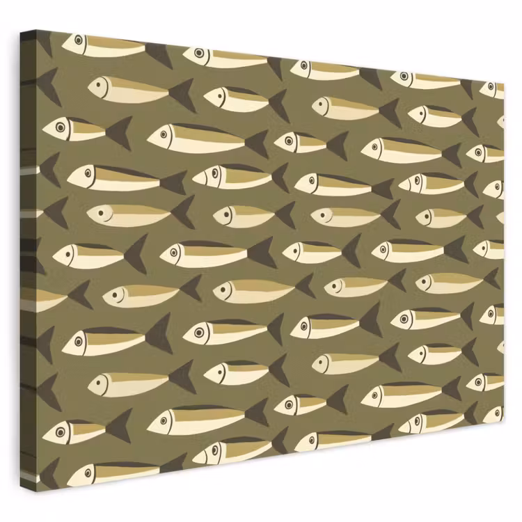 Vis - Patroon - Groen canvas 2cm klein 34 -3d