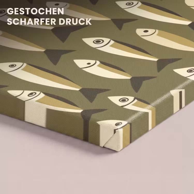 Vis - Patroon - Groen canvas 2cm klein 34 -closeup_print_DE