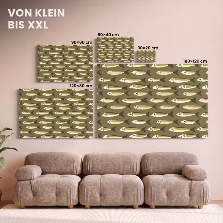 Vis - Patroon - Groen canvas 2cm klein 34 -Xsfeer8_DE
