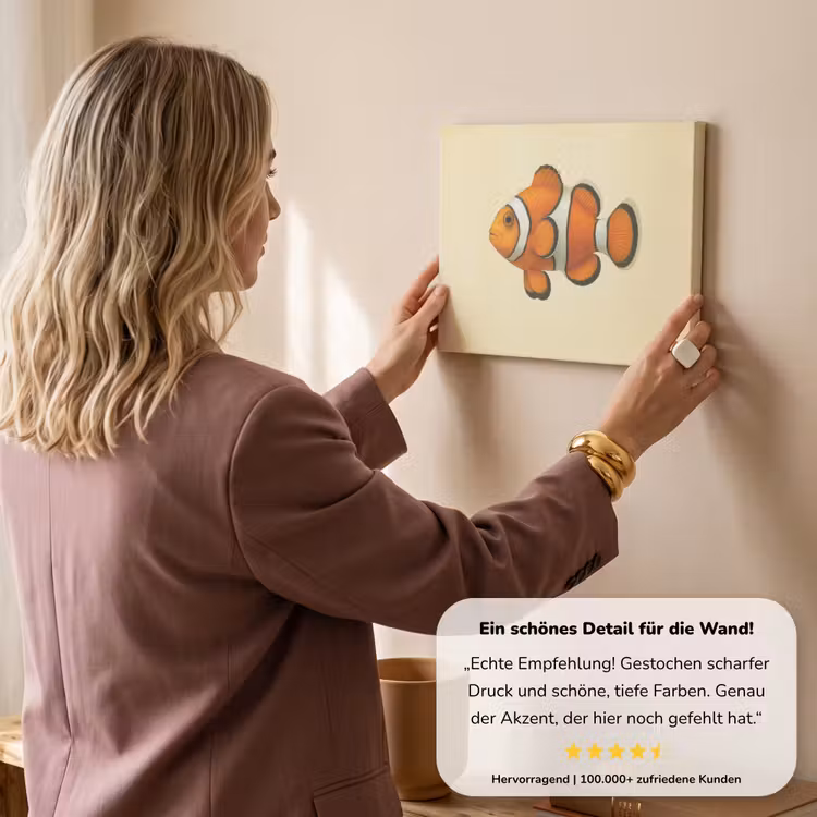 Vis - Oranje - Strepen canvas 2cm klein -sfeer3
