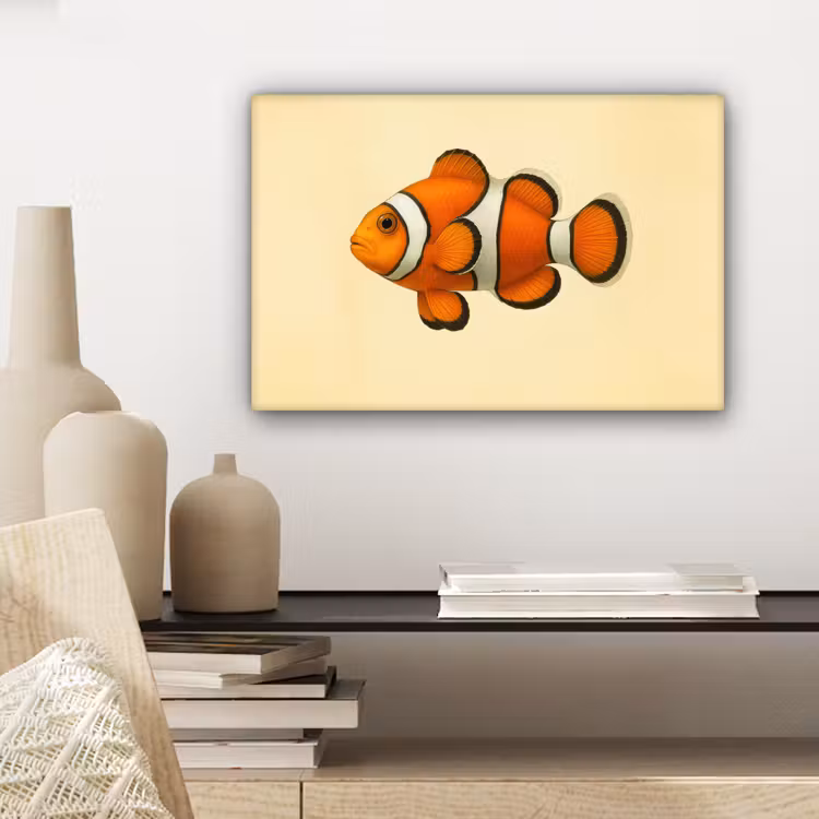 Vis - Oranje - Strepen canvas 2cm klein -closeup_print_DE