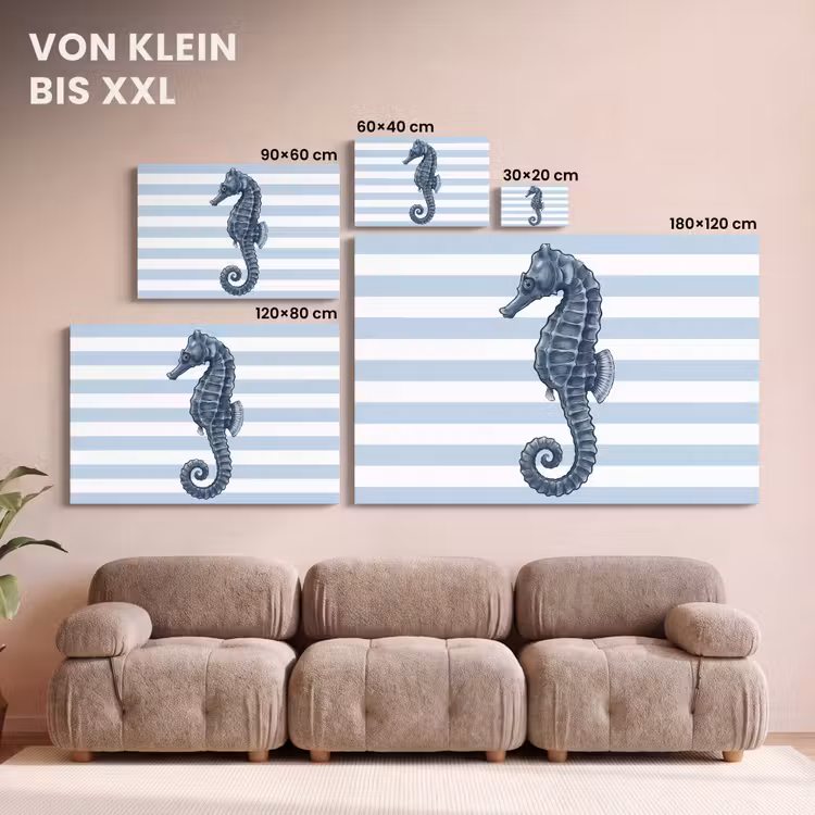 Vis - Oceaan - Illustratie - Blauw - Strepen canvas 2cm klein -Xsfeer8_DE