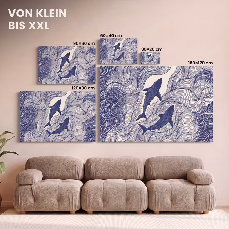 Vis - Oceaan - Lijntekening - Blauw - Dieren canvas 2cm klein -Xsfeer8_DE