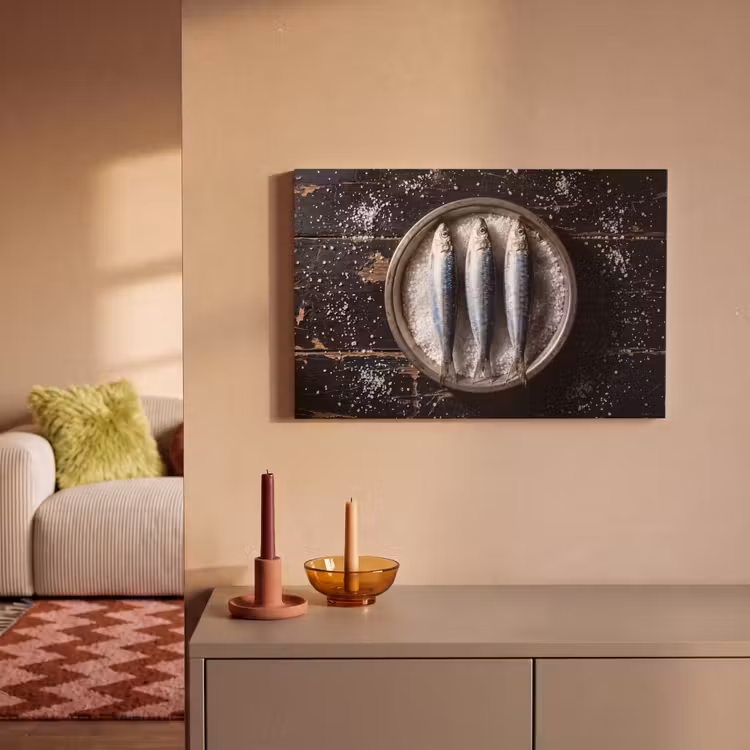 Leinwandbild - Fisch – Salz – Essen - Vis - Zout - Eten canvas 2cm klein