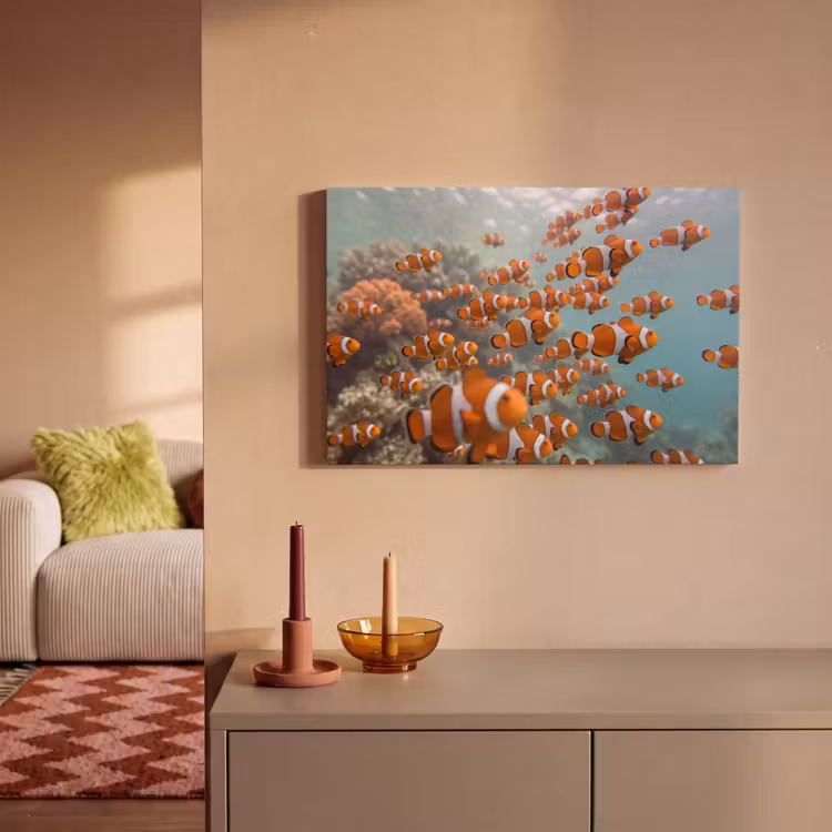 Vis - School - Onderwater - Dieren - Oranje canvas 2cm klein -sfeer1