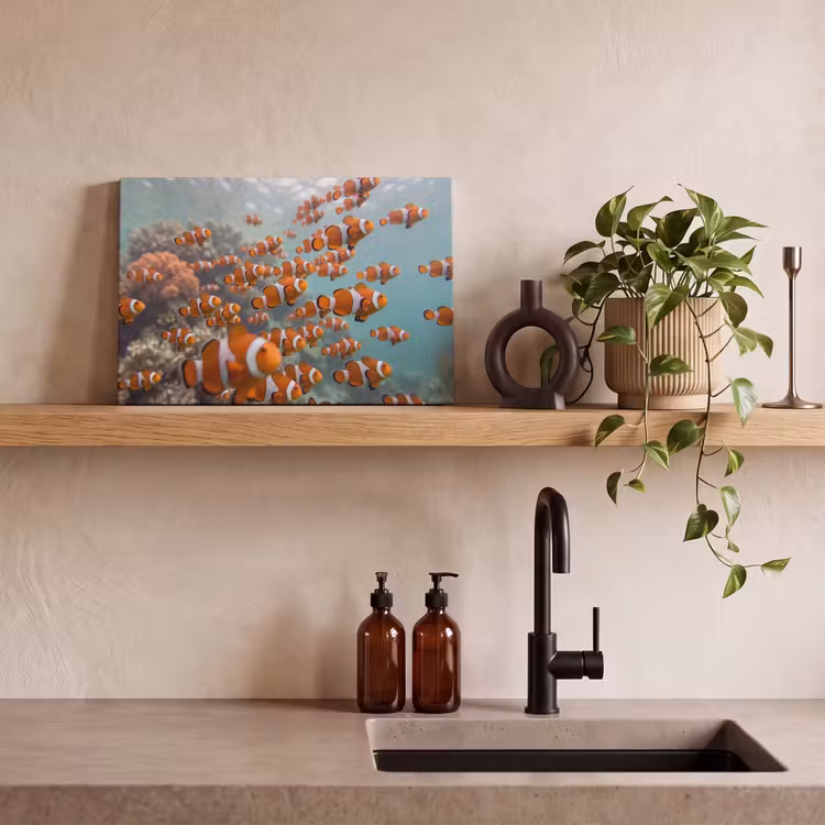 Vis - School - Onderwater - Dieren - Oranje canvas 2cm klein -sfeer3