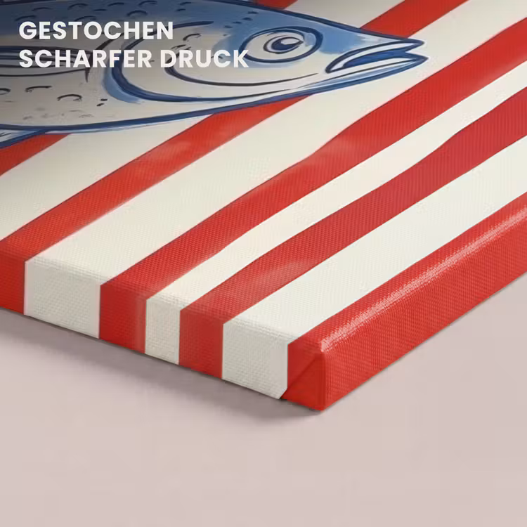 Vissen - Verticale strepen - Blauw - Rood canvas 2cm klein -uniquesellingpoint_afwerking-onlywow_DE