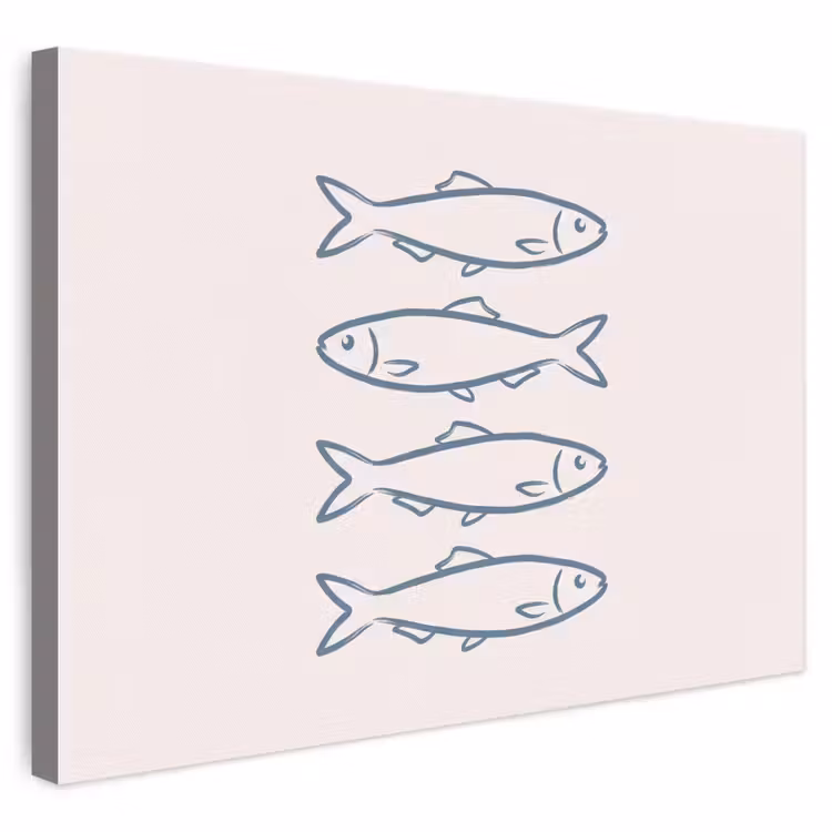 Vis - Vier - Dieren - Abstract - Blauw canvas 2cm klein -3d