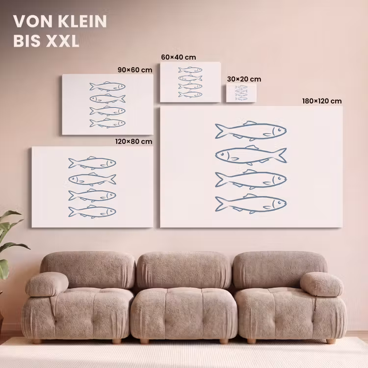 Vis - Vier - Dieren - Abstract - Blauw canvas 2cm klein -Xsfeer8_DE