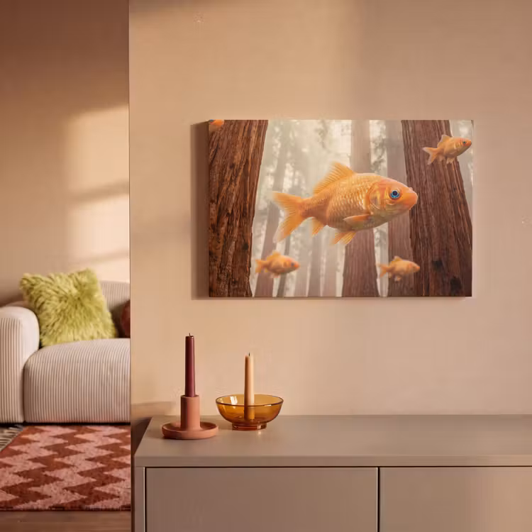 Leinwandbild - Fisch – Wald – Fantasie - Vis - Bos - Fantasie canvas 2cm klein