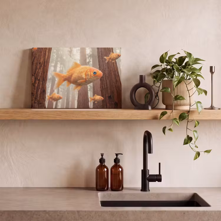 Leinwandbild - Fisch – Wald – Fantasie - Vis - Bos - Fantasie canvas 2cm klein
