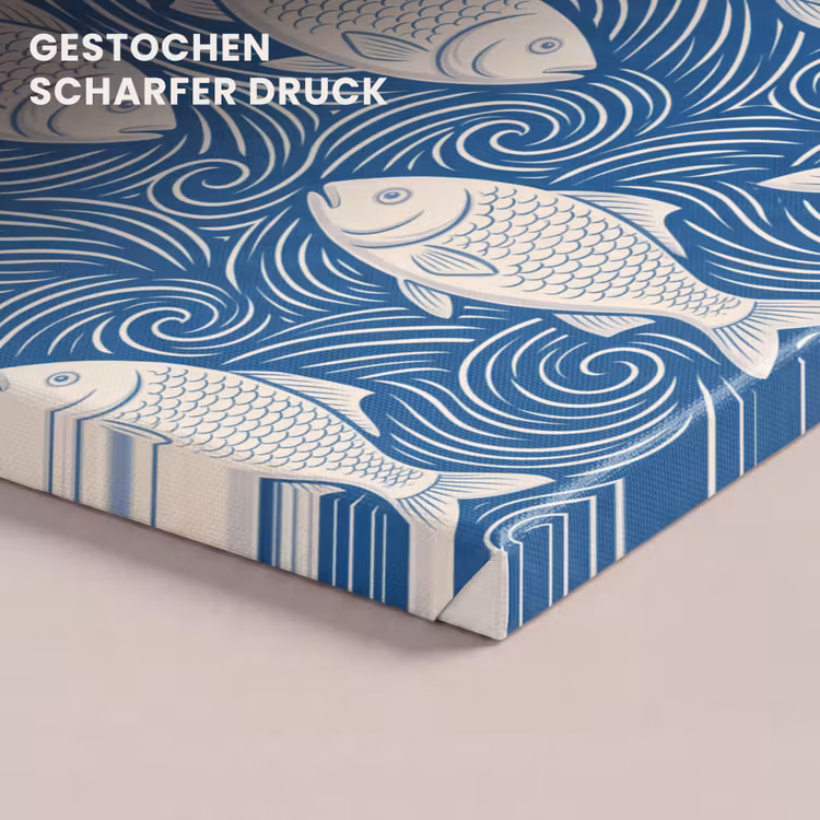 Vis - Water - Patroon - Grafisch - Blauw canvas 2cm klein -closeup_print_DE